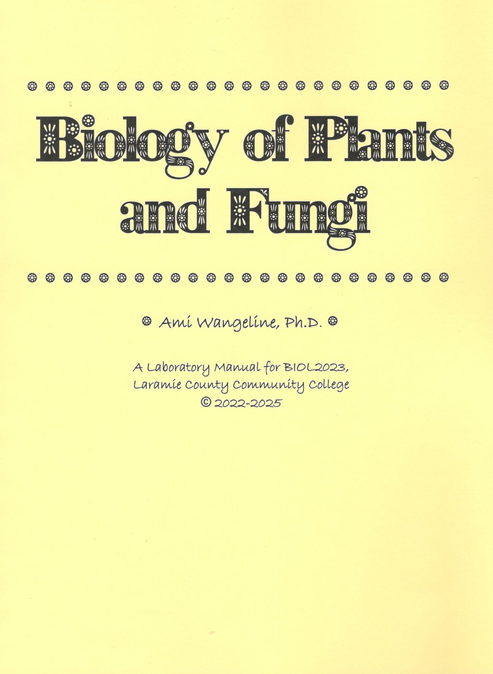 Biol 2023 Biol Of Plants Custom Lab Manual