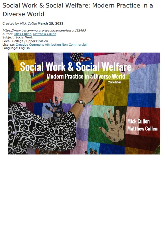 Social Work & Social Welfare: Modern Practice In A Diverse World
