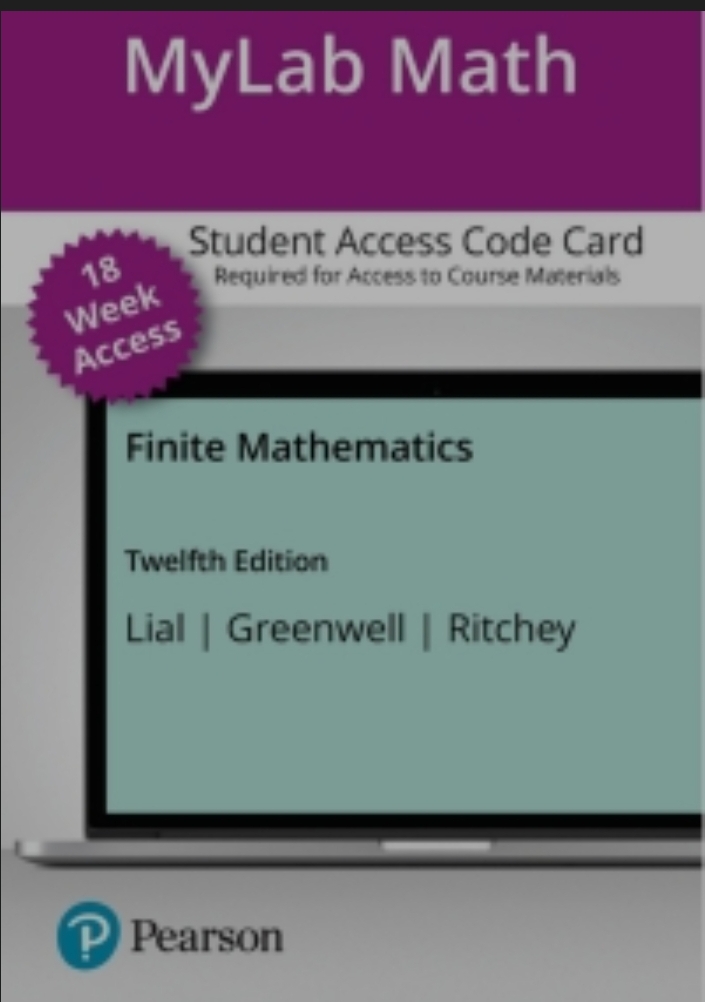 Mylab Math.. Etext (18 Weeks) For Finite Mathematics