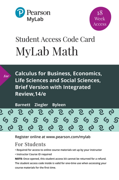 Calculus For Business... Mylab Access
