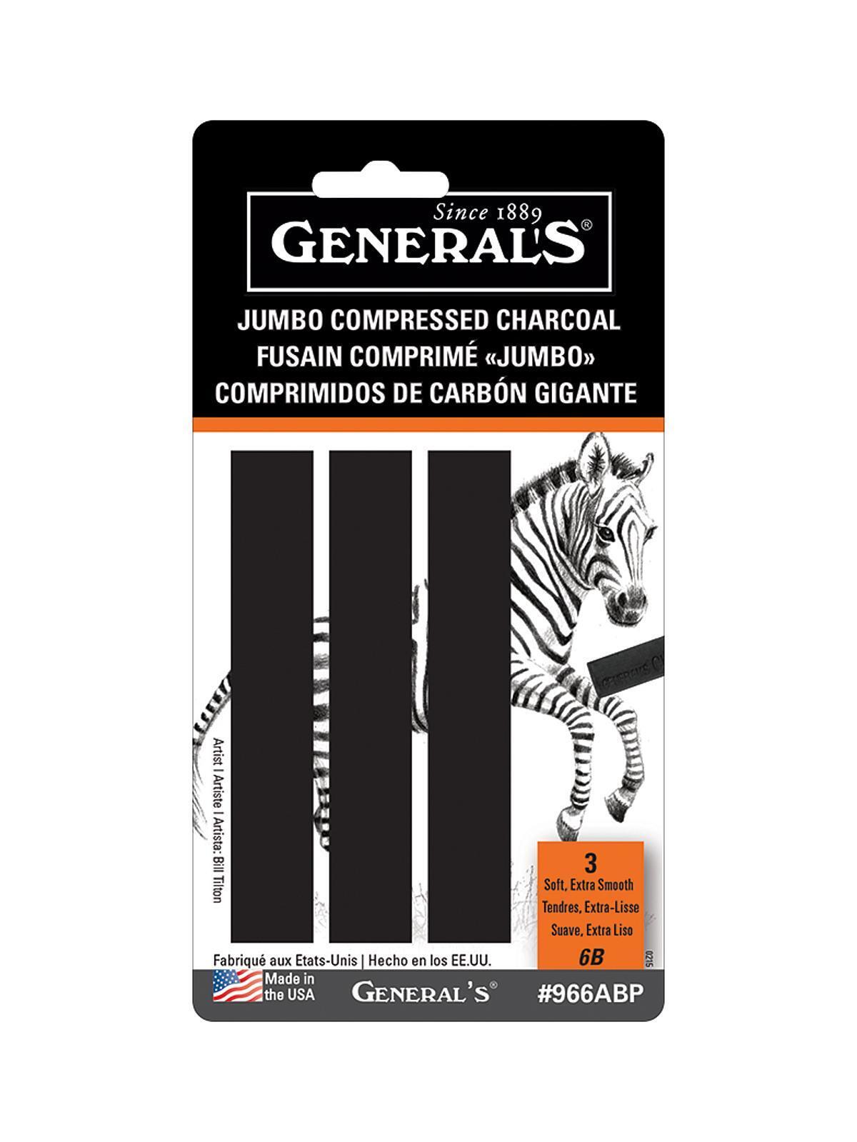 General's Jumbo Compressed Charcoal Sets, 6 B