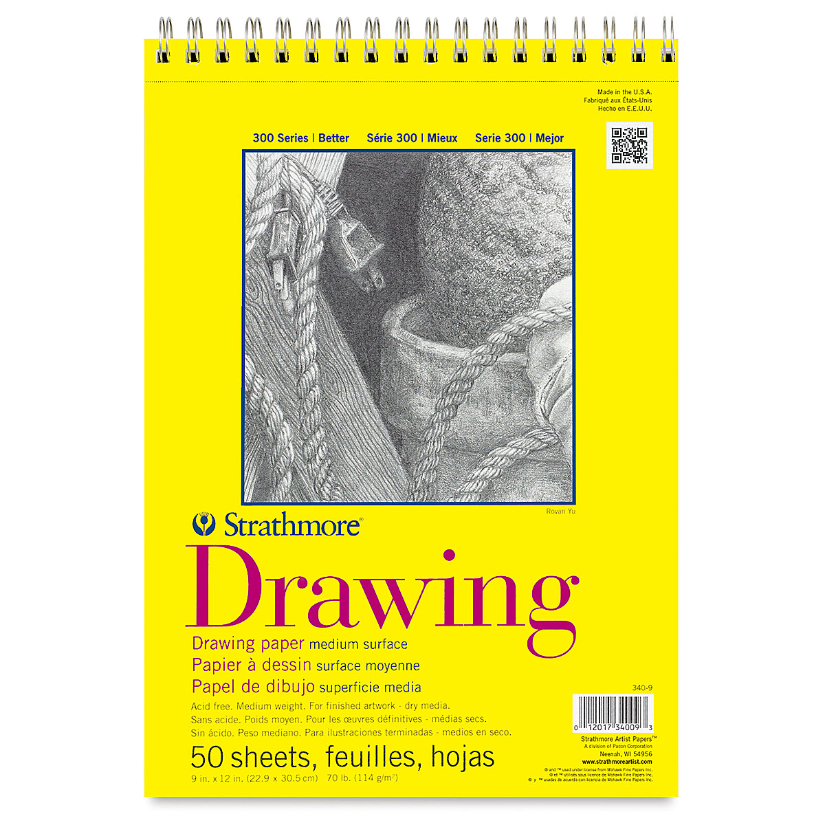 Strathmore 300 Series Drawing Pad 9in X 12in, Wire Bound, 50 Sheets