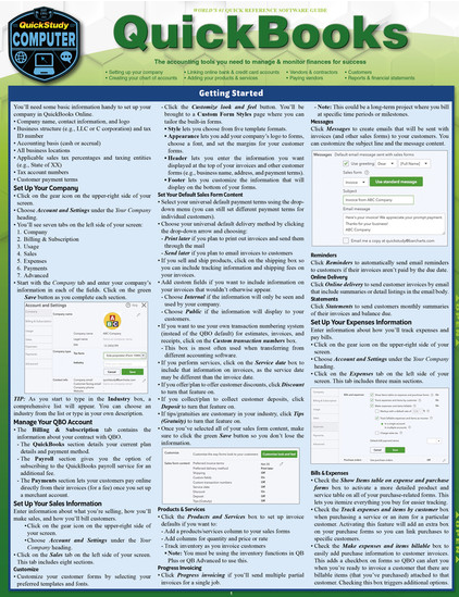 Quickbooks Laminated Reference Guide