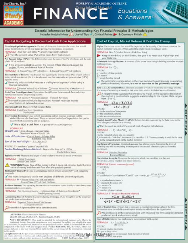 Finance Equations & Answers