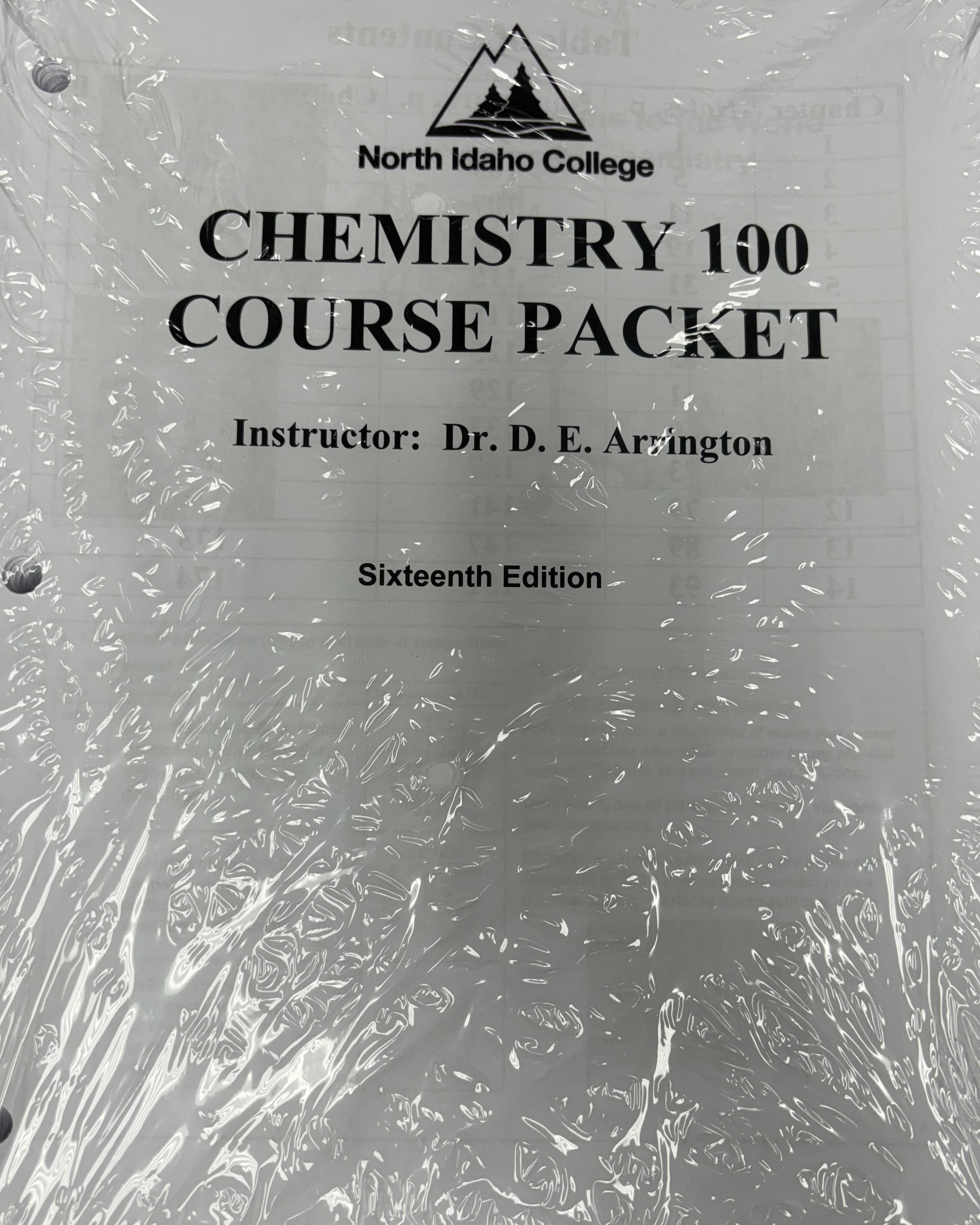 Chemistry 100 Course Packet