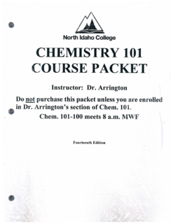 Chemistry 101 Course Packet