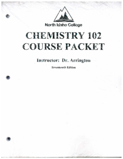 Chemistry 102 Course Packet